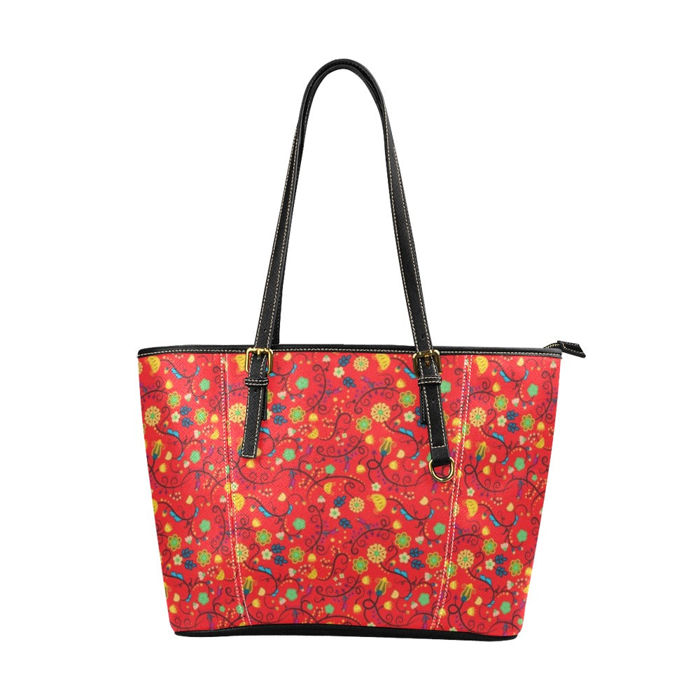 Nipin Blossom Fire Leather Tote Bag