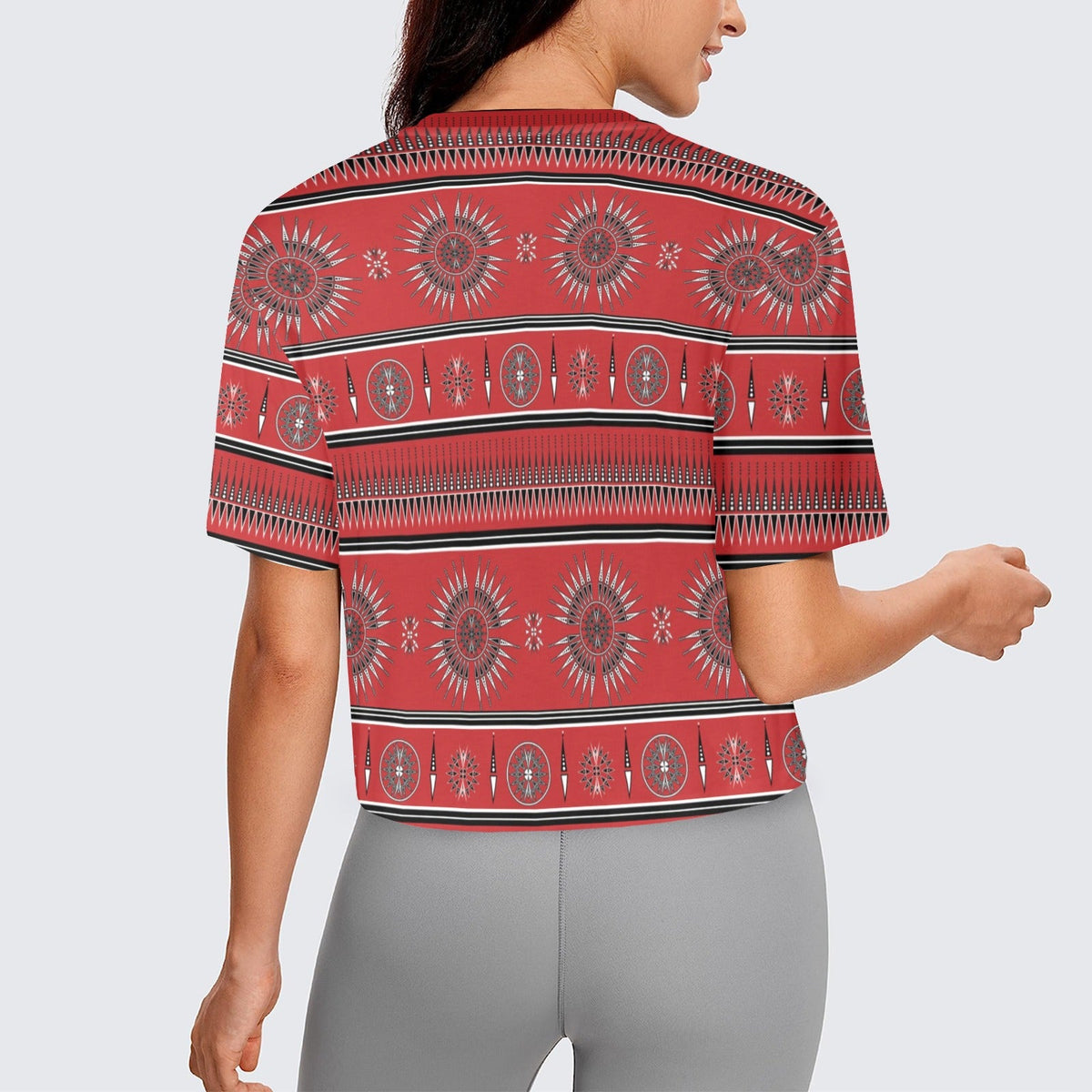 Evening Feather Wheel Blush Crop Top