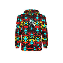 Load image into Gallery viewer, Fire Colors and Turquoise Bearpaw Men&#39;s Long Sleeve Fleece Hoodie
