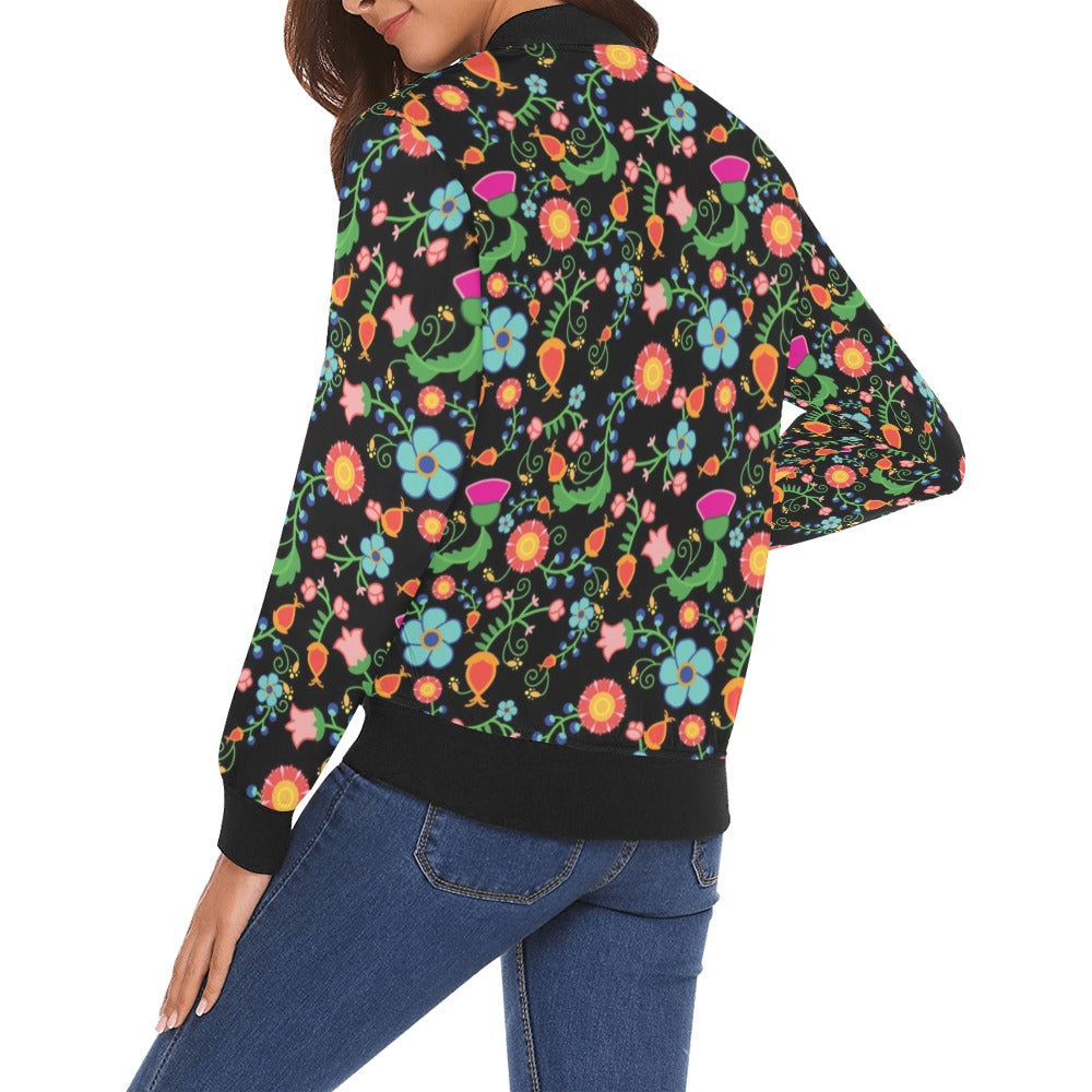 Bee Spring Night Bomber Jacket for Women