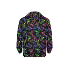 Load image into Gallery viewer, Neon Floral Hummingbirds Men&#39;s Long Sleeve Fleece Hoodie
