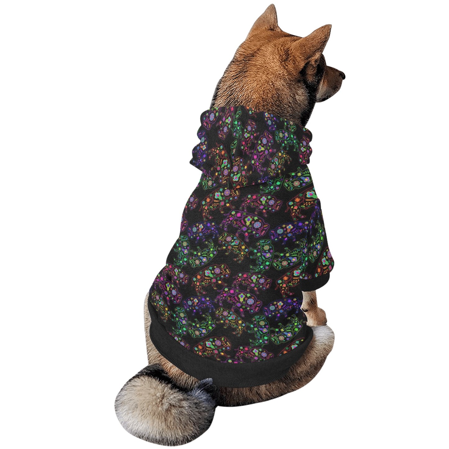 Neon Floral Buffalos Pet Dog Hoodie