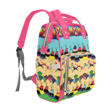 Load image into Gallery viewer, Horses and Buffalo Ledger Pink Multi-Function Diaper Backpack/Diaper Bag
