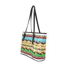 Load image into Gallery viewer, Horses and Buffalo Ledger White Leather Tote Bag
