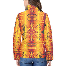 Load image into Gallery viewer, Desert Geo Yellow Red Women&#39;s Stand Collar Padded Jacket
