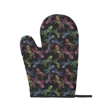 Load image into Gallery viewer, Neon Floral Horses Oven Mitt &amp; Pot Holder
