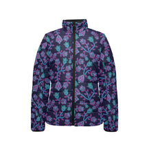 Load image into Gallery viewer, Beaded Blue Nouveau Women&#39;s Stand Collar Padded Jacket
