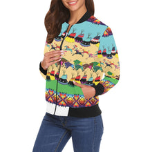 Load image into Gallery viewer, Horses and Buffalo Ledger White Bomber Jacket for Women
