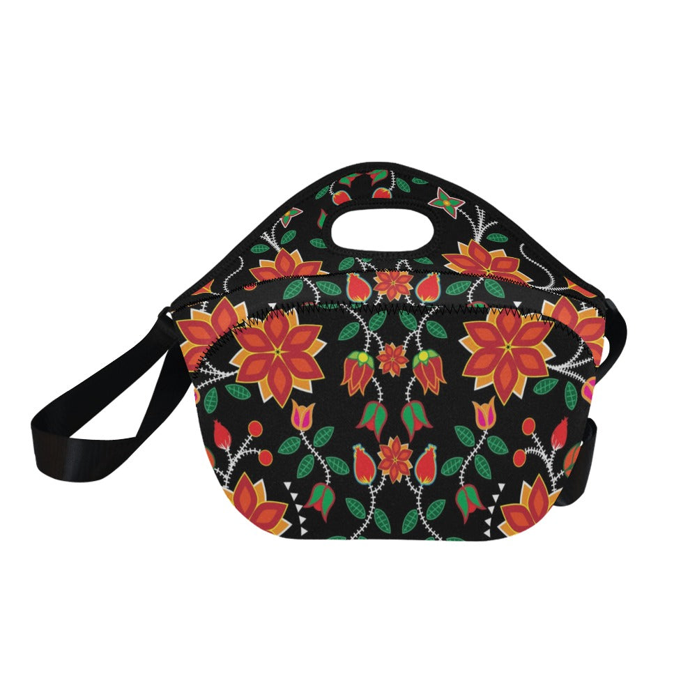 Floral Beadwork Six Bands Neoprene Lunch Bag/Large