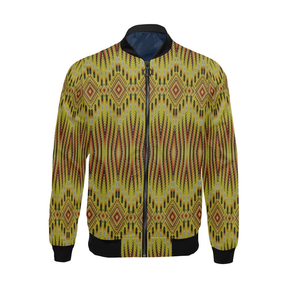 Fire Feather Yellow Bomber Jacket for Men