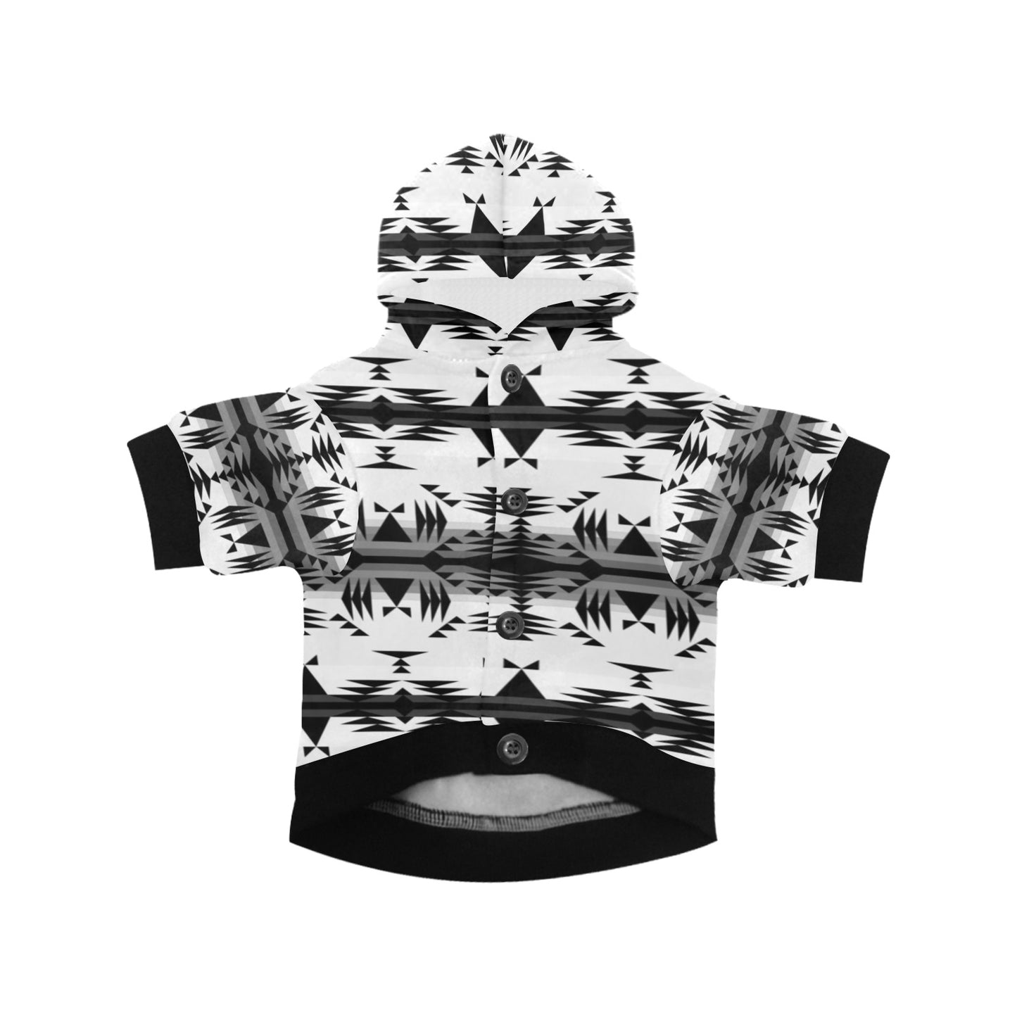 Between the Mountains White and Black Pet Dog Hoodie