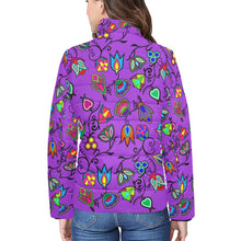 Load image into Gallery viewer, Indigenous Paisley Dark Orchid Women&#39;s Stand Collar Padded Jacket
