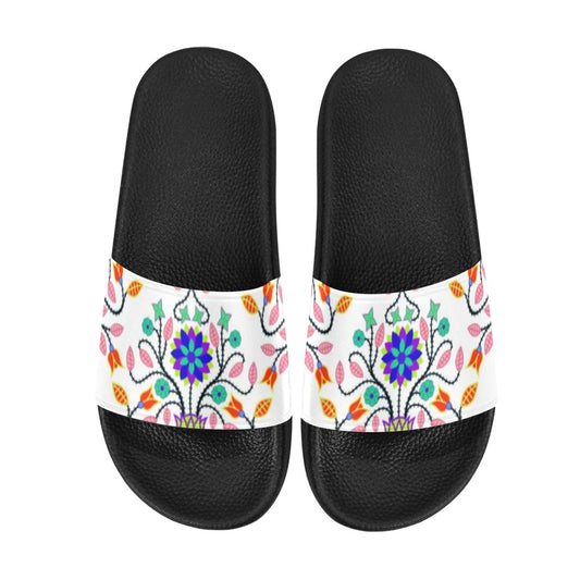 Floral Beadwork Four Clans White Men's Slide Sandals