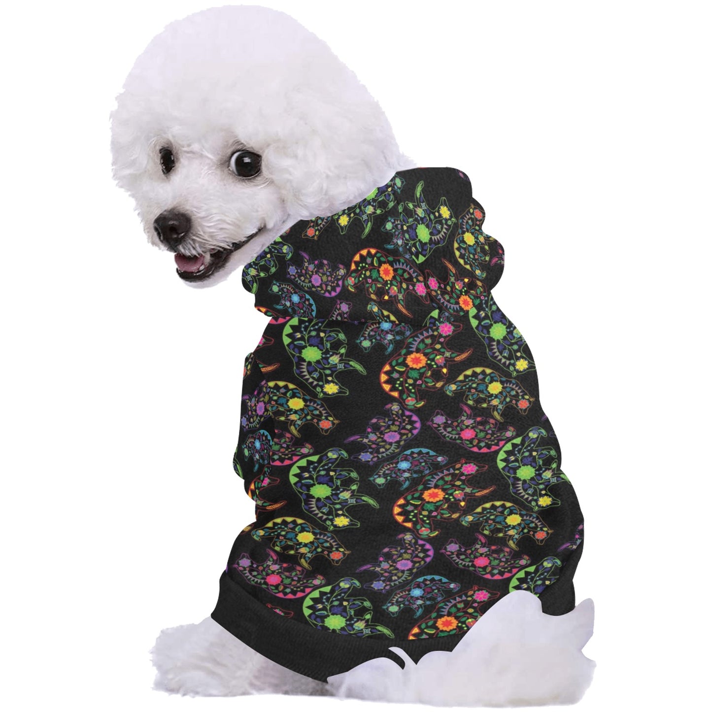 Neon Floral Bears Pet Dog Hoodie