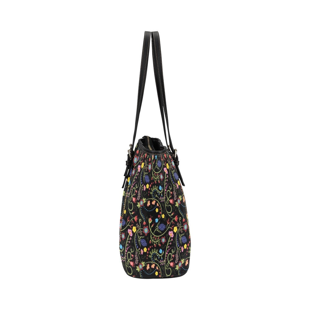 Fresh Fleur Midnight Leather Tote Bag