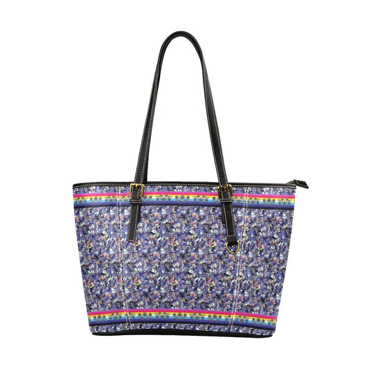 Culture in Nature Blue Leather Tote Bag