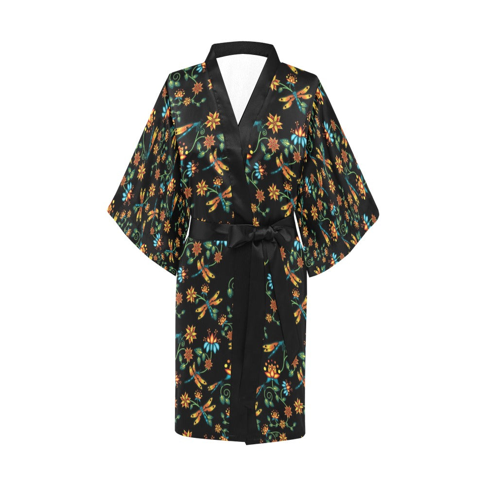 Dragon Lily Noir Kimono Robe