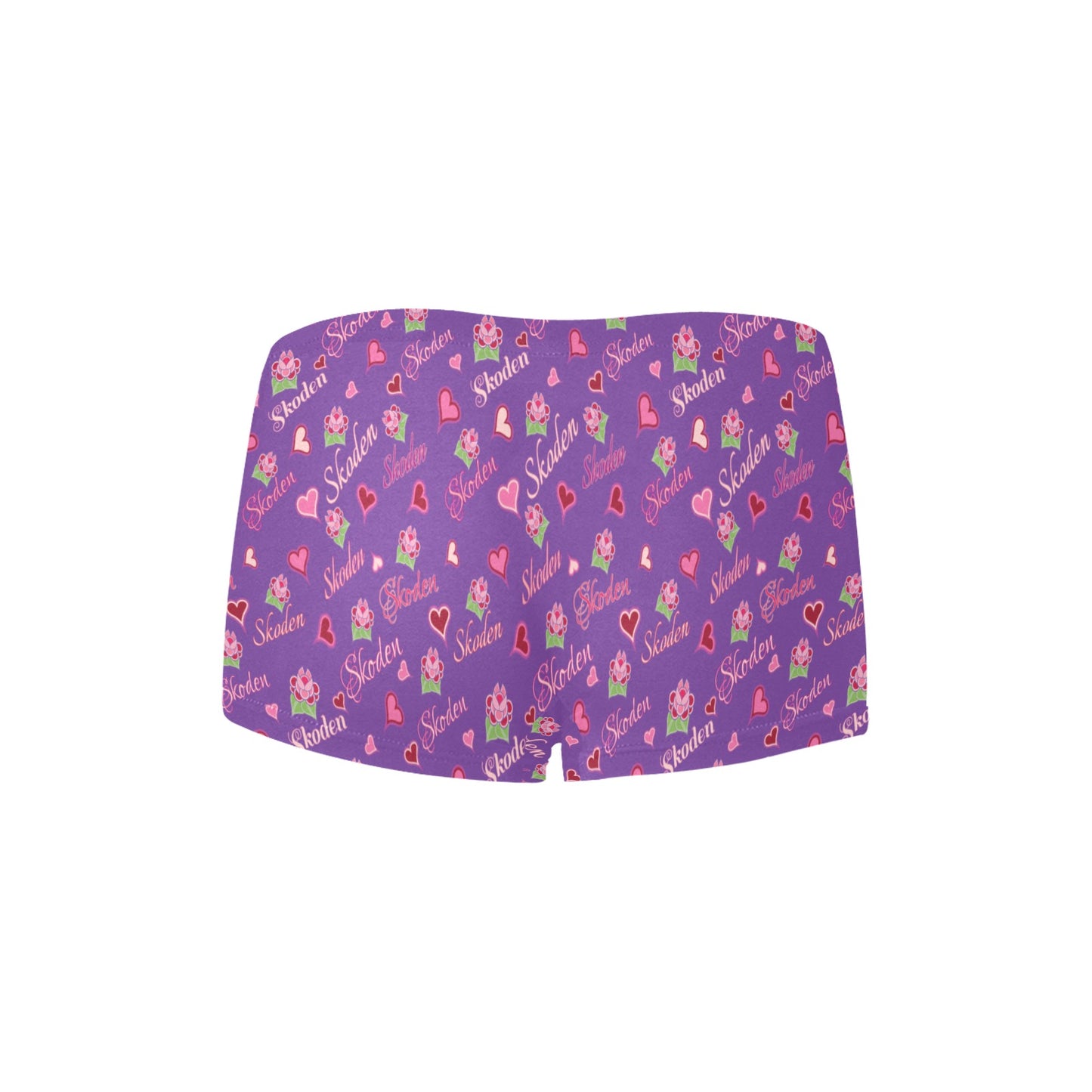 Ladies Skoden Floral Hearts Undergarment Purple Women's Boyshort Panties (Model L31)