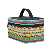 Load image into Gallery viewer, Horses and Buffalo Ledger Torquoise Cosmetic Bag
