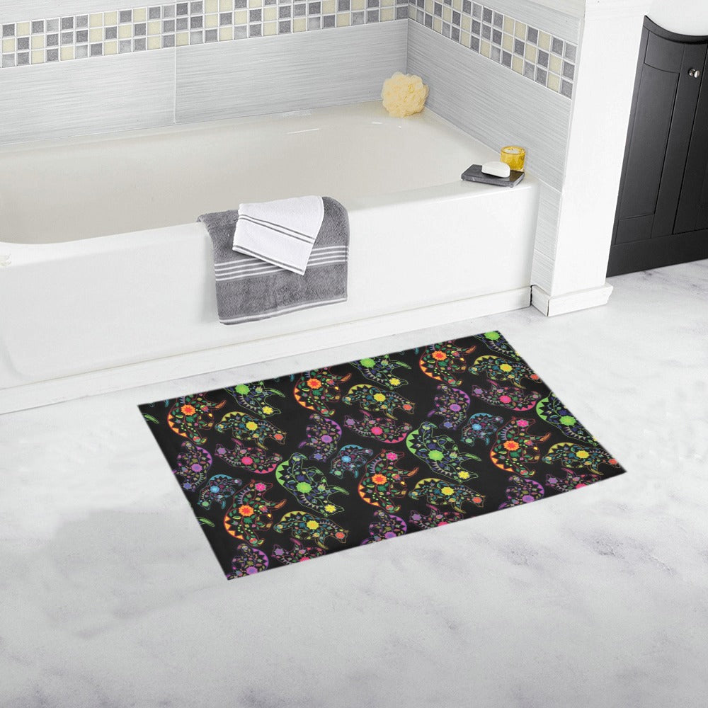 Neon Floral Bears Bath Rug 16''x 28''