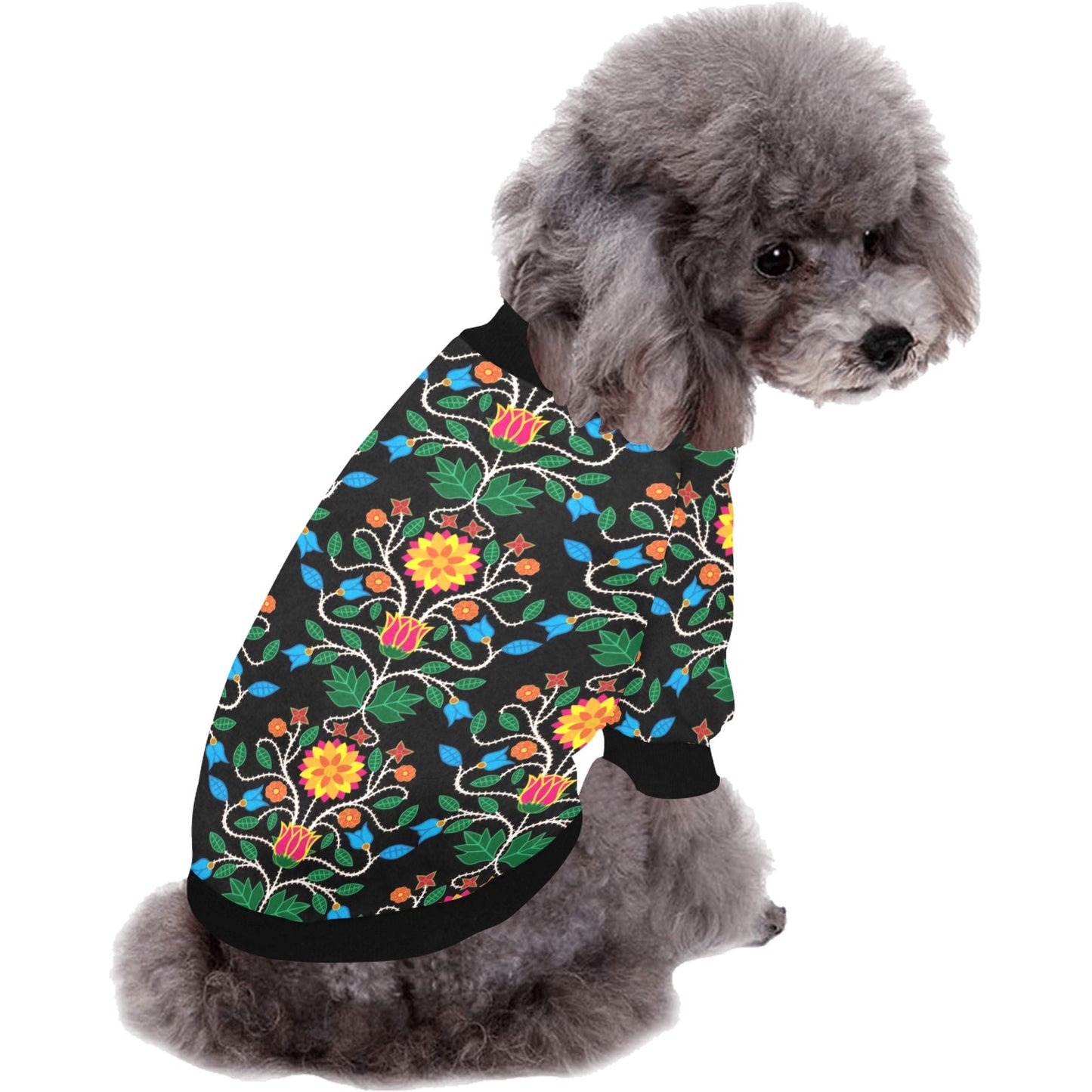 Floral Beadwork Four Clans Pet Dog Round Neck Shirt