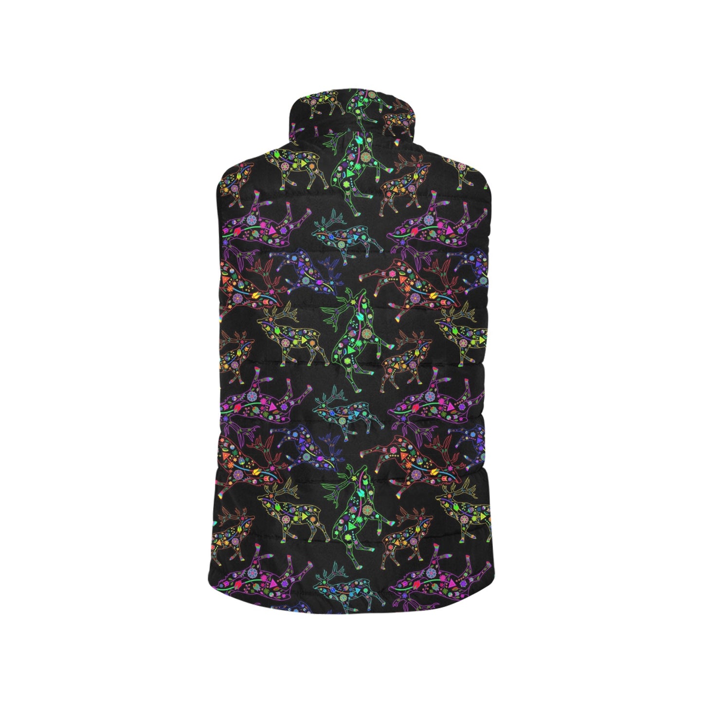 Neon Floral Elks Men's Padded Vest Jacket