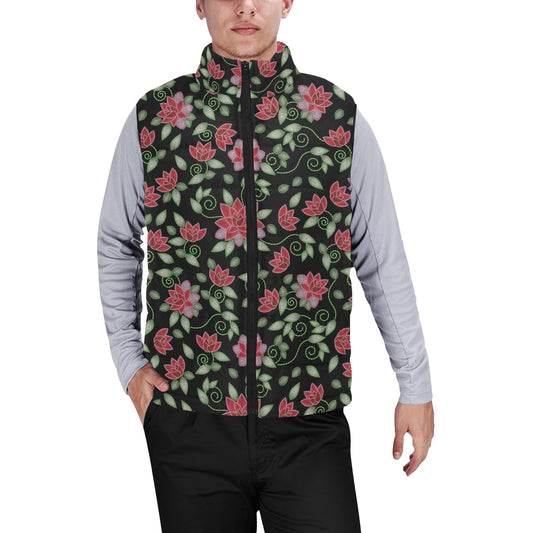 Red Beaded Rose Men's Padded Vest Jacket