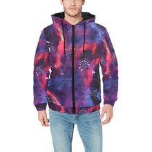 Load image into Gallery viewer, Animal Ancestors 3 Blue Pink Swirl Men&#39;s Padded Hooded Jacket
