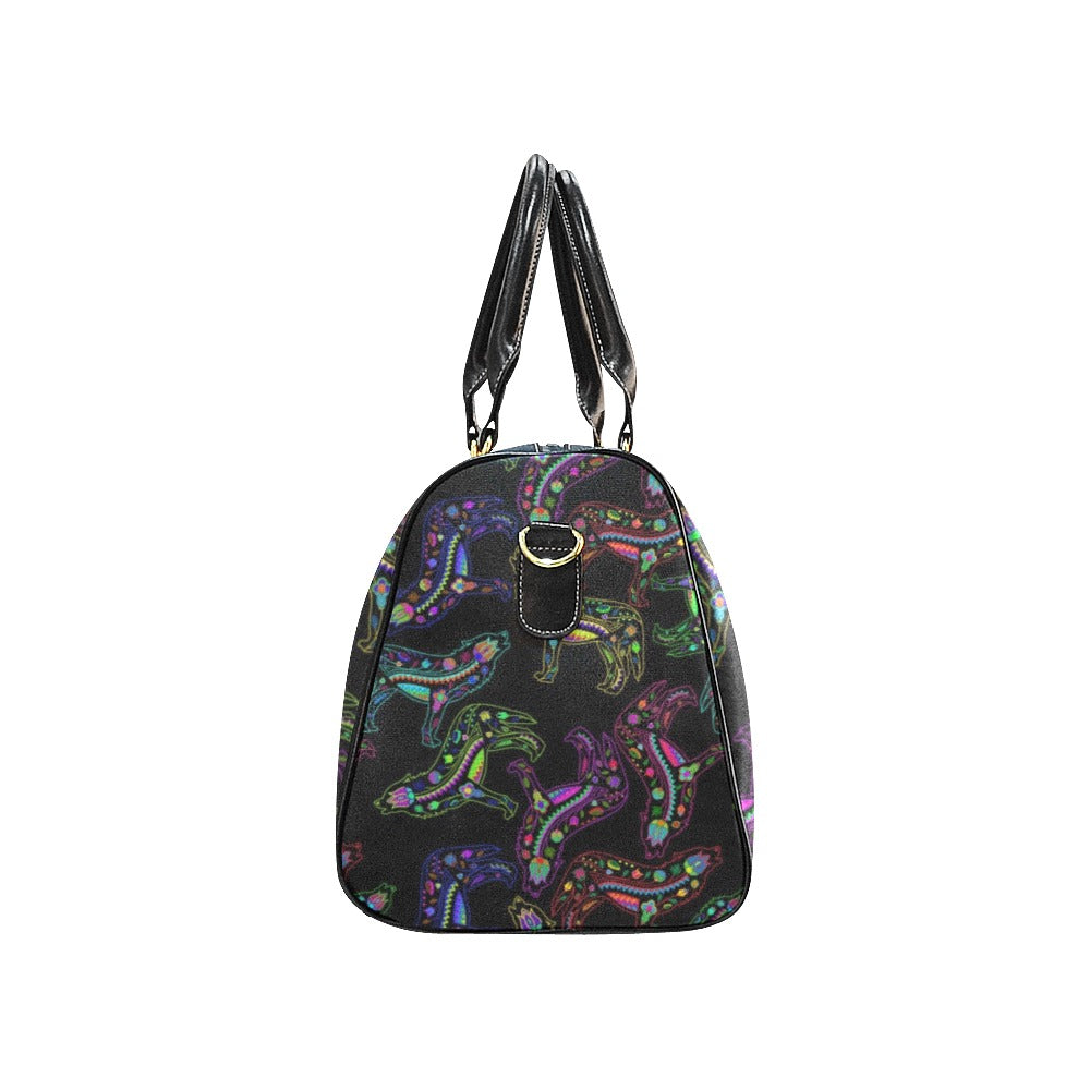 Neon Floral Wolves New Waterproof Travel Bag/Small