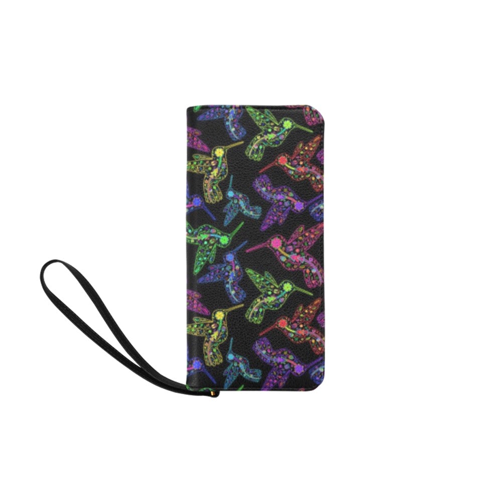 Neon Floral Hummingbirds Women's Clutch Purse