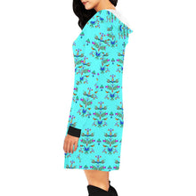 Load image into Gallery viewer, Dakota Damask Turquoise Hoodie Dress
