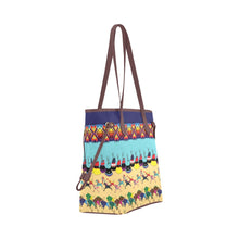 Load image into Gallery viewer, Horses and Buffalo Ledger Blue Clover Canvas Tote Bag
