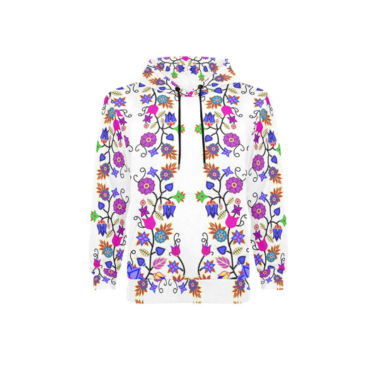 Floral Beadwork Seven Clans White Fleece Hoodie