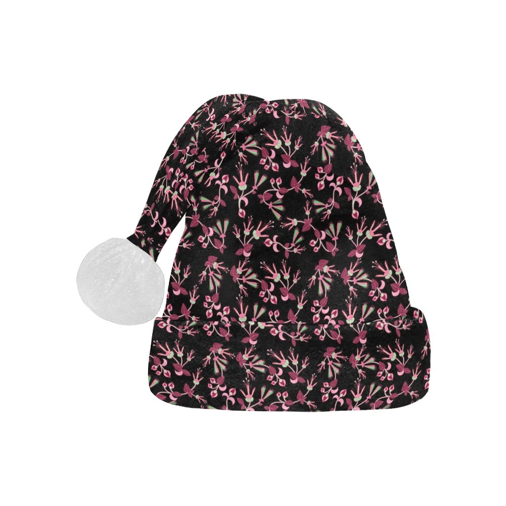 Floral Green Black Santa Hat