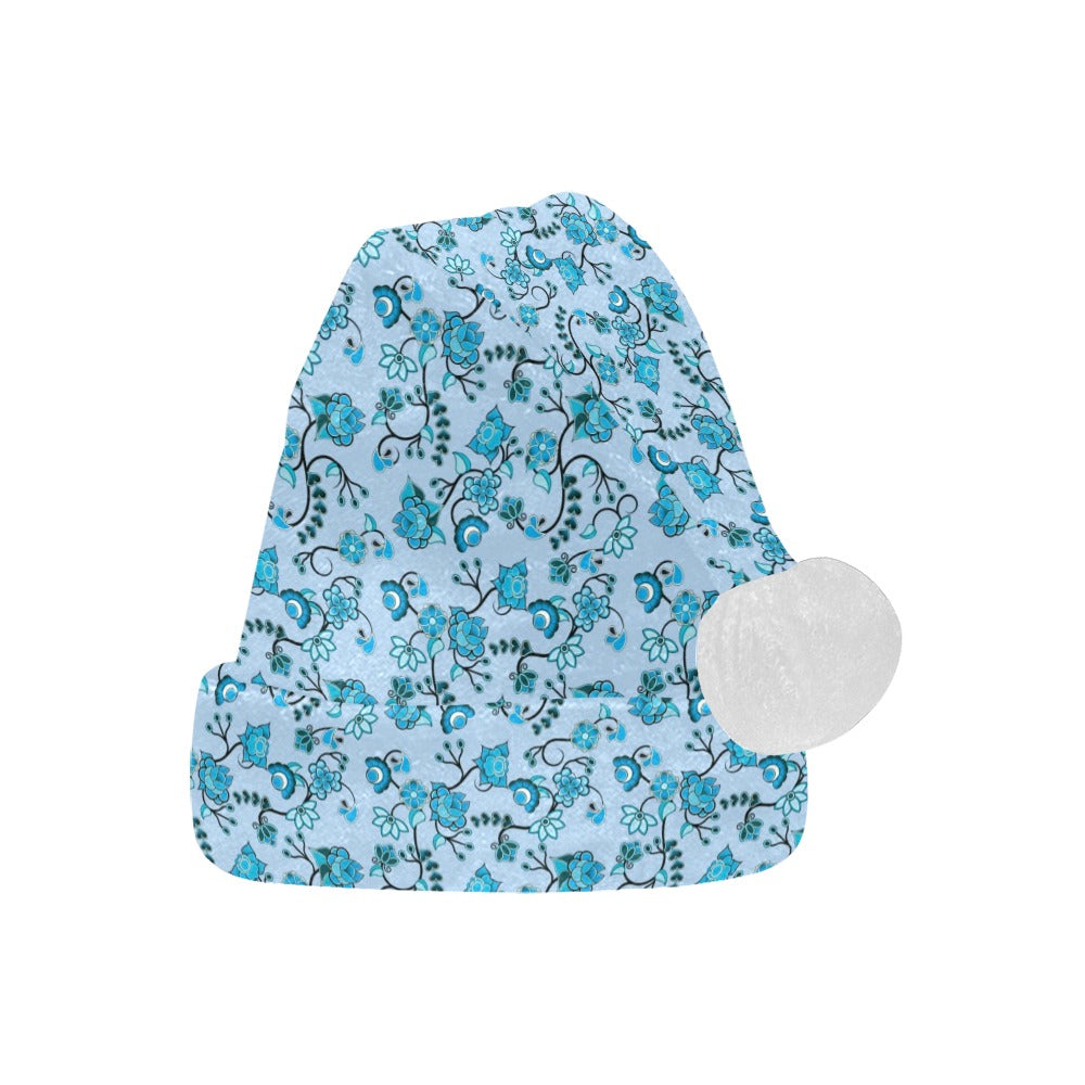Blue Floral Amour Santa Hat