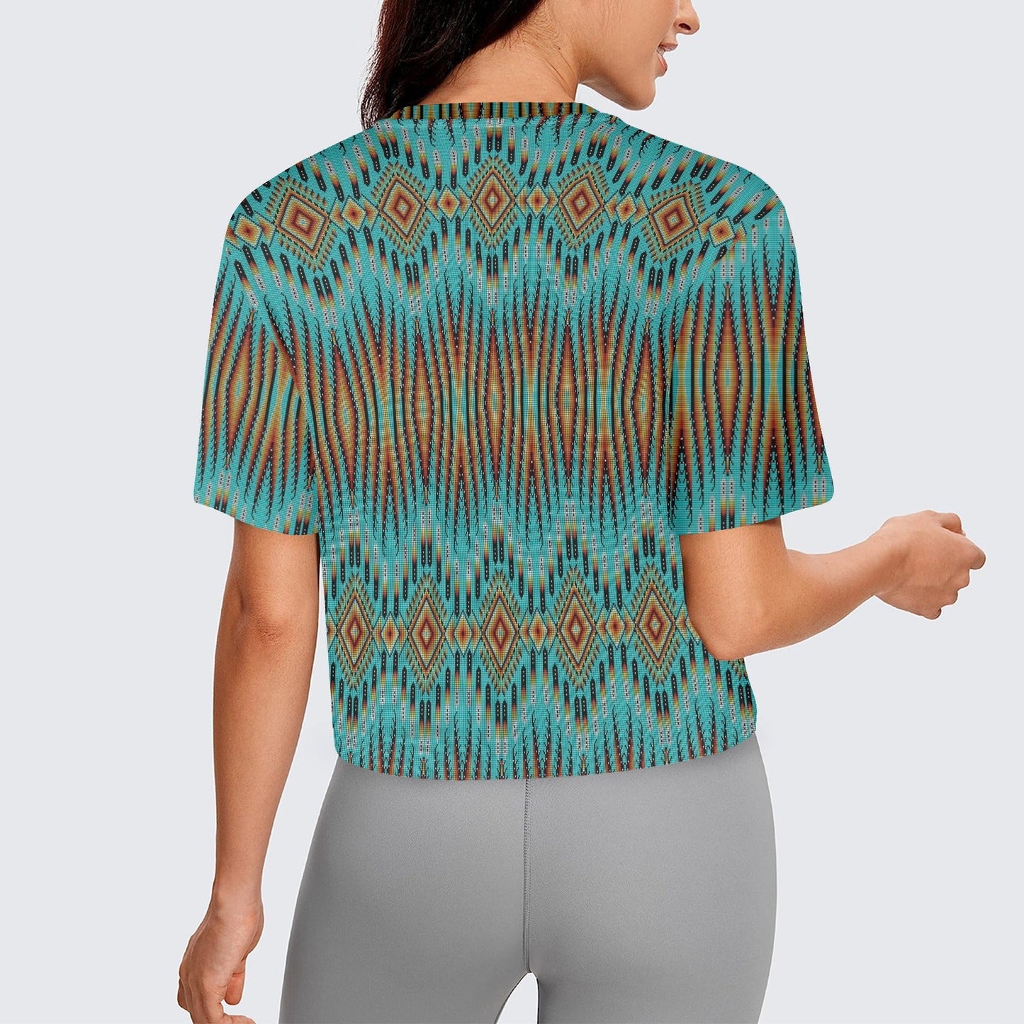 Fire Feather Turquoise Crop Top