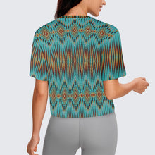 Load image into Gallery viewer, Fire Feather Turquoise Crop Top
