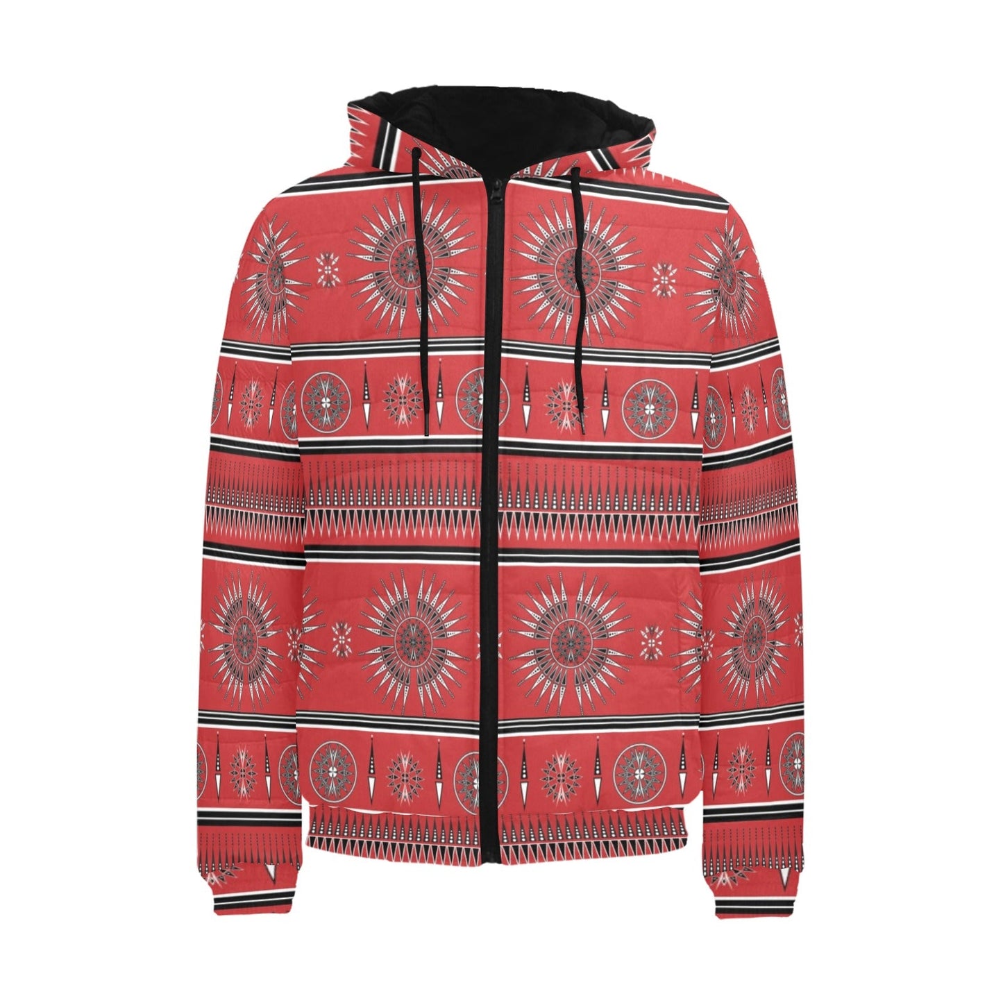 Evening Feather Wheel Blush Men's Padded Hooded Jacket