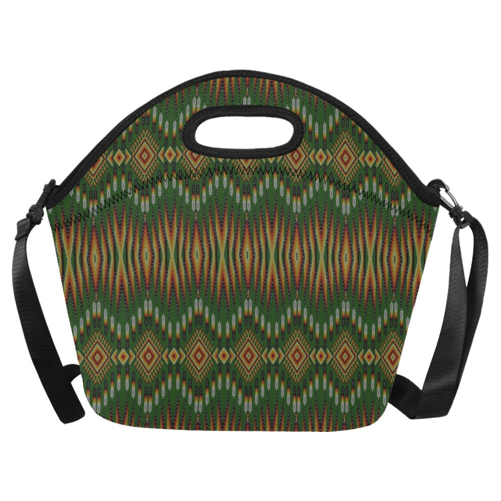 Fire Feather Green Neoprene Lunch Bag/Large