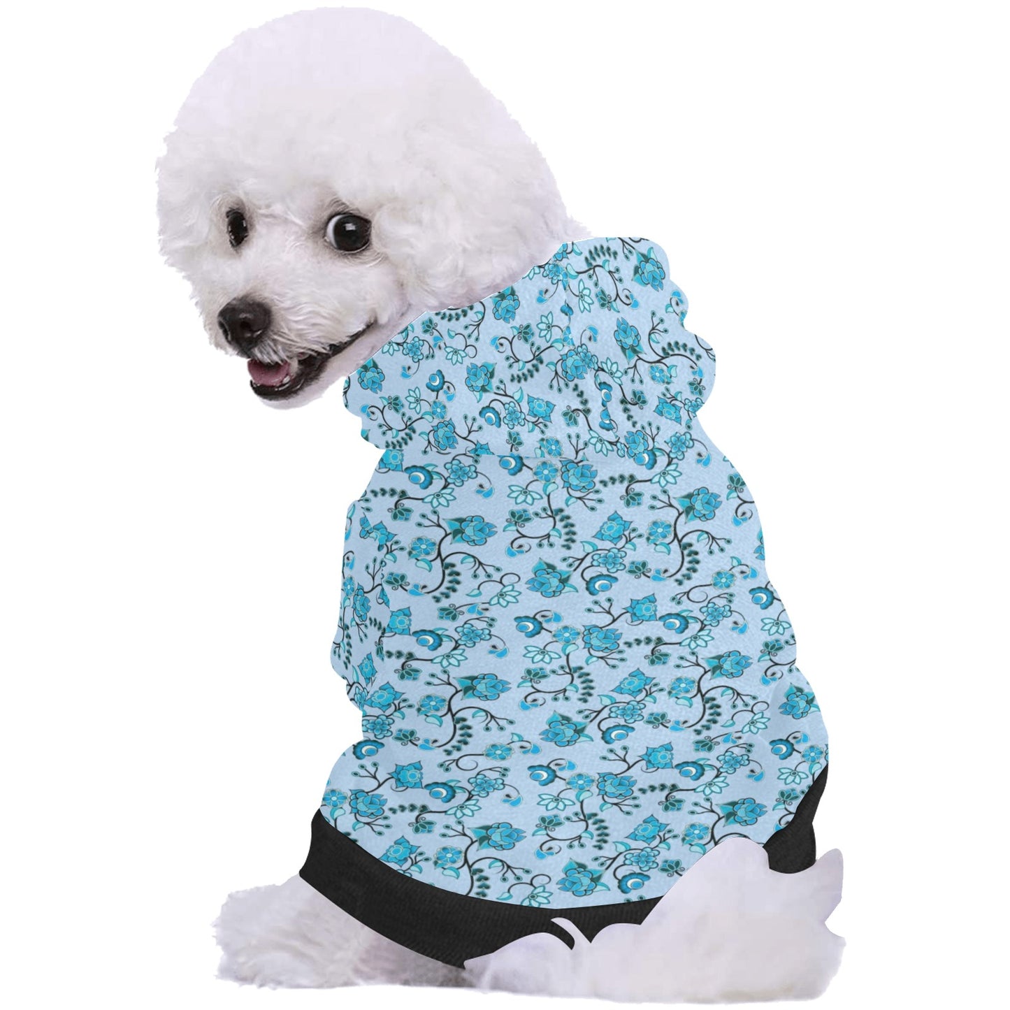 Blue Floral Amour Pet Dog Hoodie