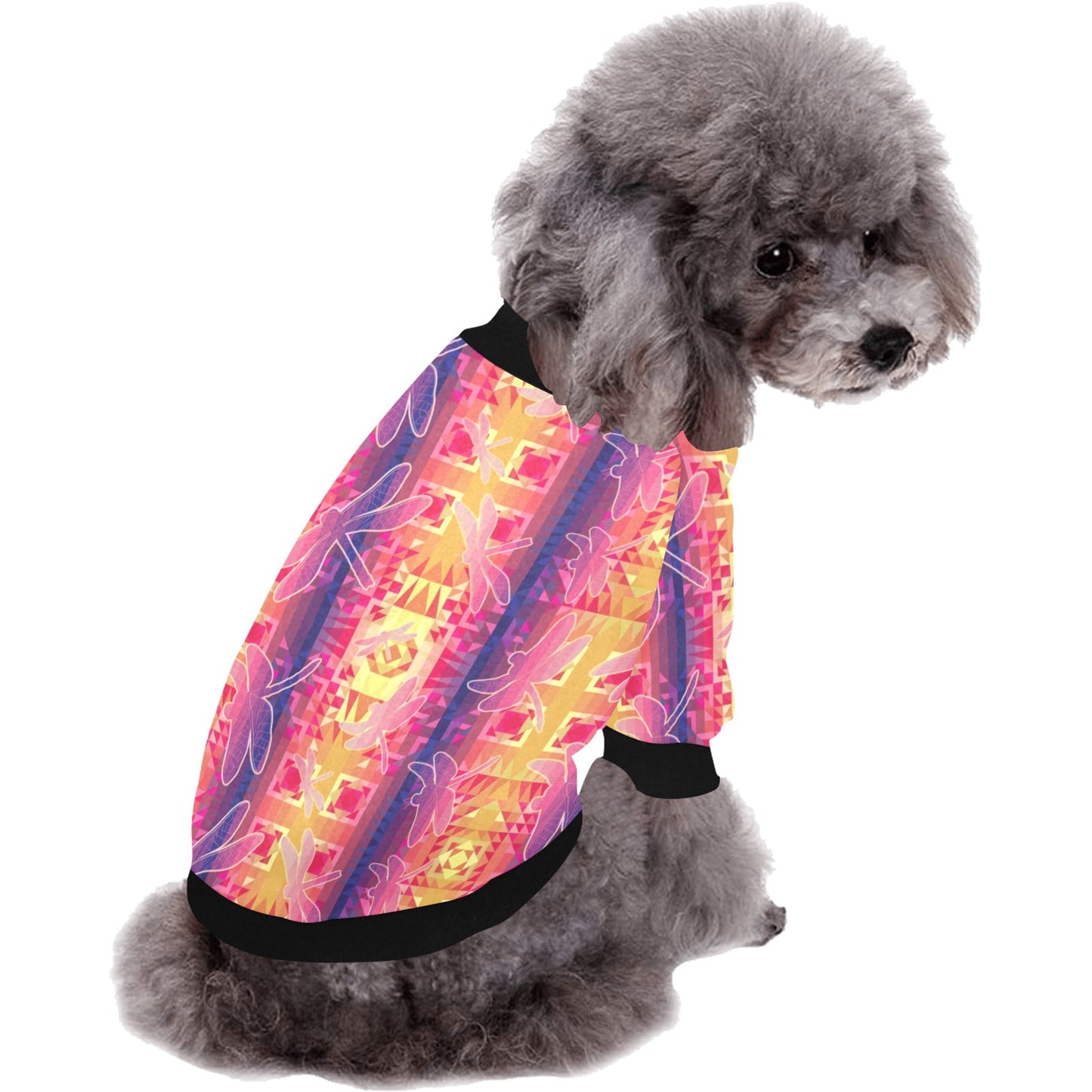 Kaleidoscope Dragonfly Pet Dog Round Neck Shirt