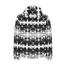 Load image into Gallery viewer, Between the Mountains Black and White Men&#39;s Padded Hooded Jacket
