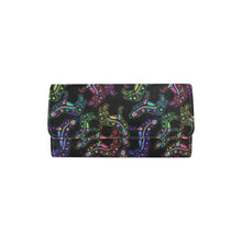 Load image into Gallery viewer, Neon Floral Wolves Women&#39;s Trifold Wallet
