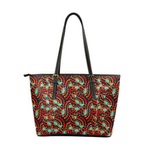 Load image into Gallery viewer, Hawk Feathers Fire and Turquoise Leather Tote Bag
