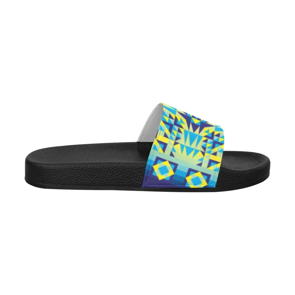 Kaleidoscope Jaune Bleu Men's Slide Sandals