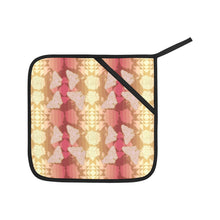 Load image into Gallery viewer, Butterfly and Roses on Geometric Oven Mitt &amp; Pot Holder
