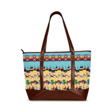 Load image into Gallery viewer, Horses and Buffalo Ledger Torquoise Tote Handbag
