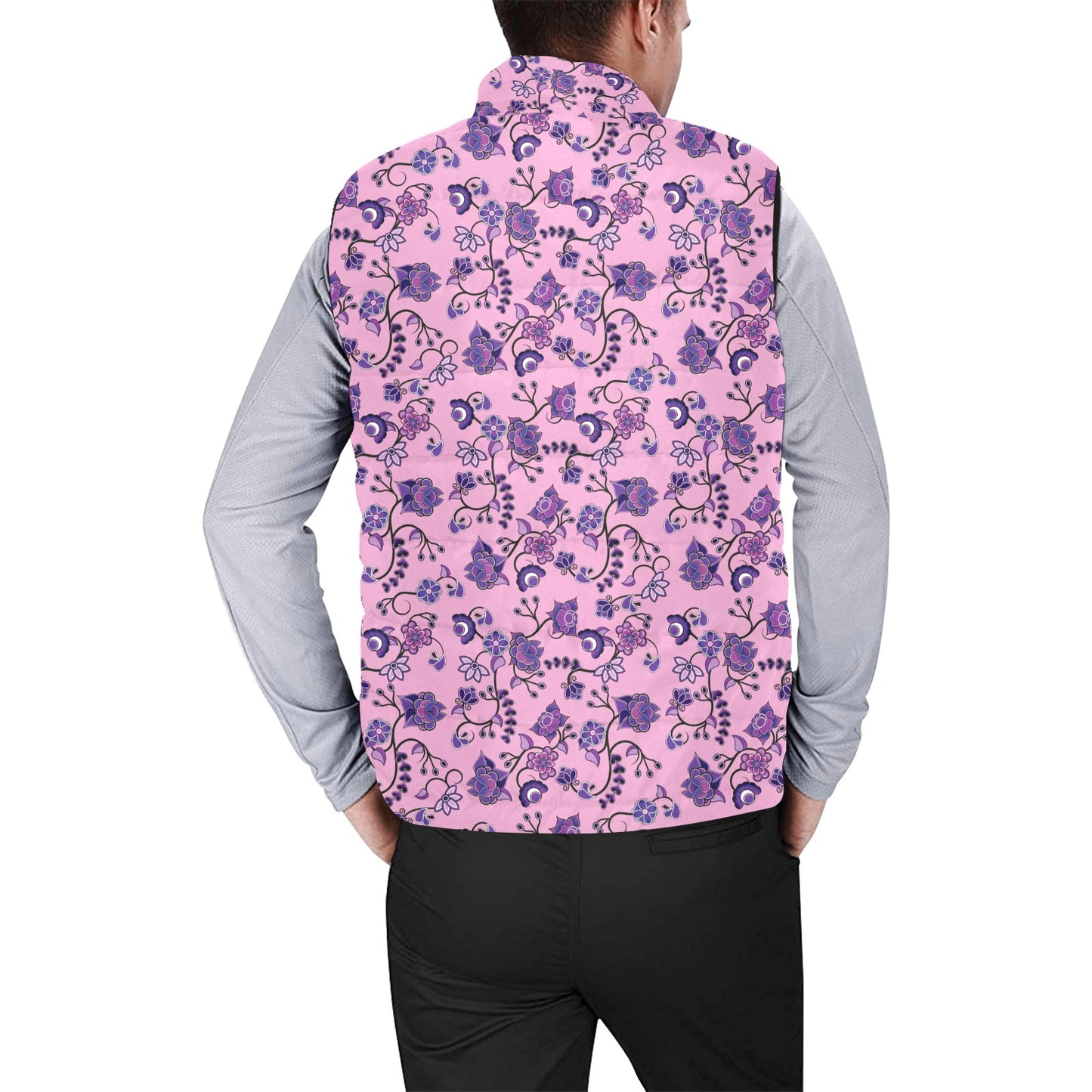 Purple Floral Amour Men's Padded Vest Jacket