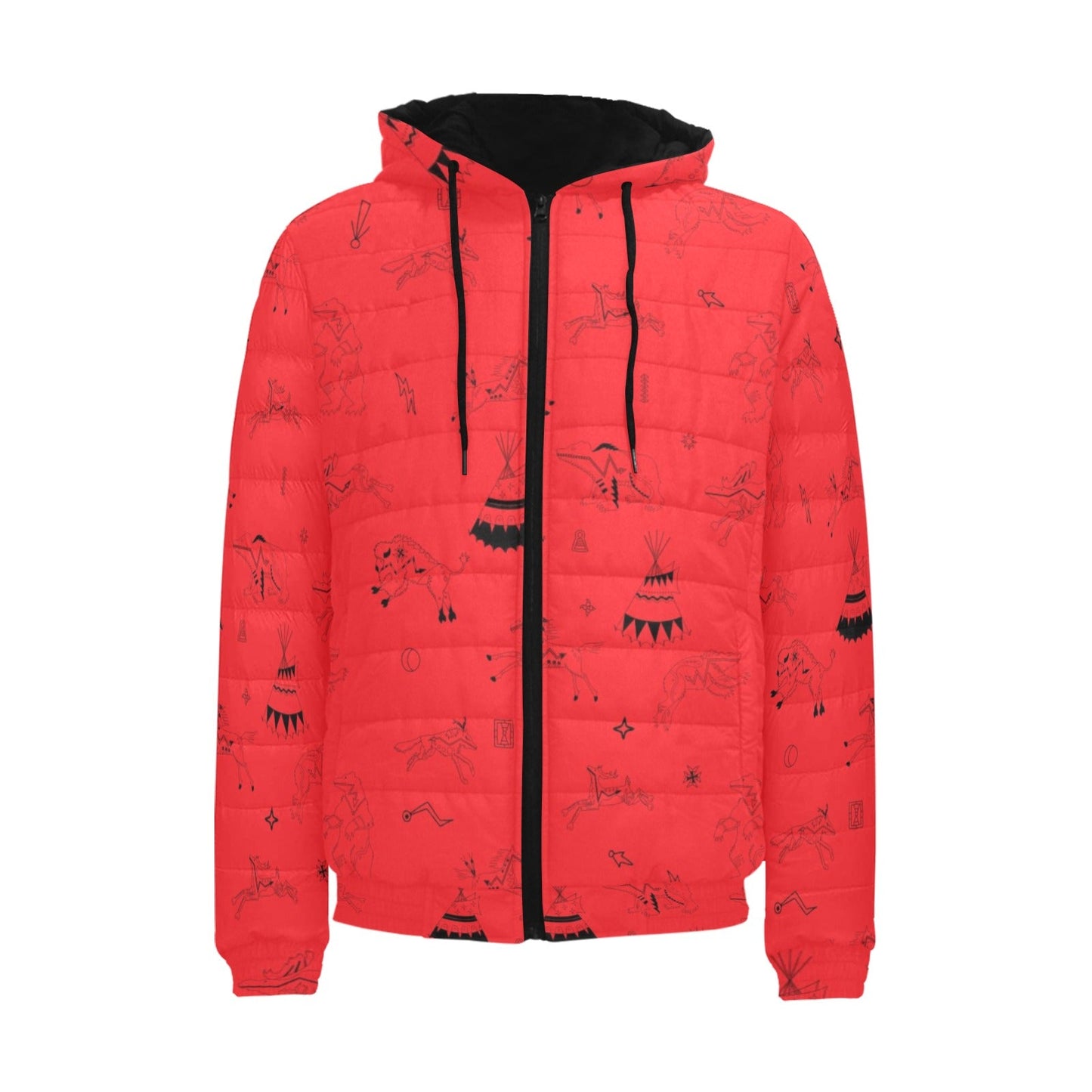 Ledger Dables Red Men's Padded Hooded Jacket