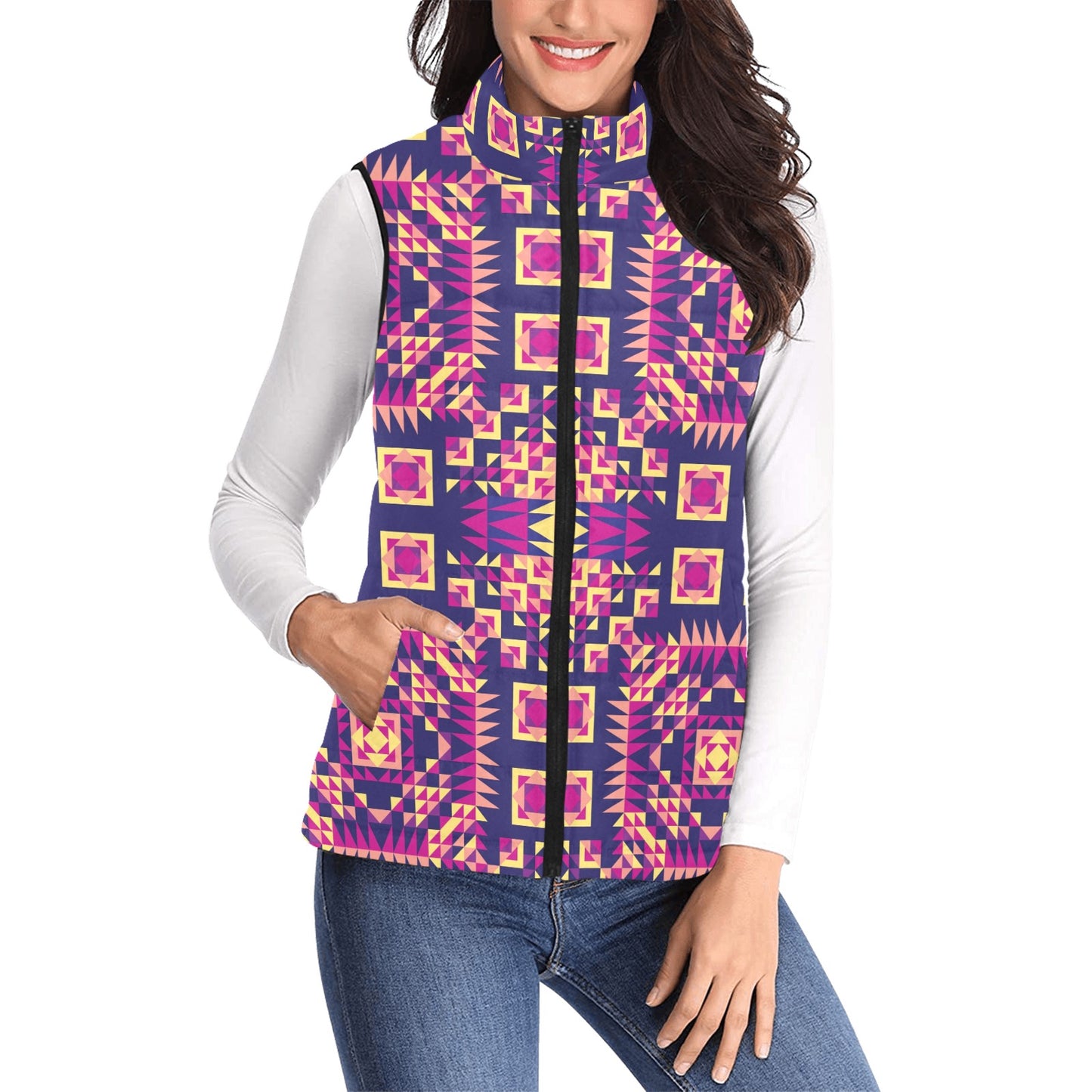 Kaleidoscope Bleu Women's Padded Vest Jacket